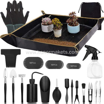 57 Pcs Mini Succulent Tools Kit Bonsai Tree Kit Plant Accessories Indoor Gardening Hand Tools with Repotting Mat